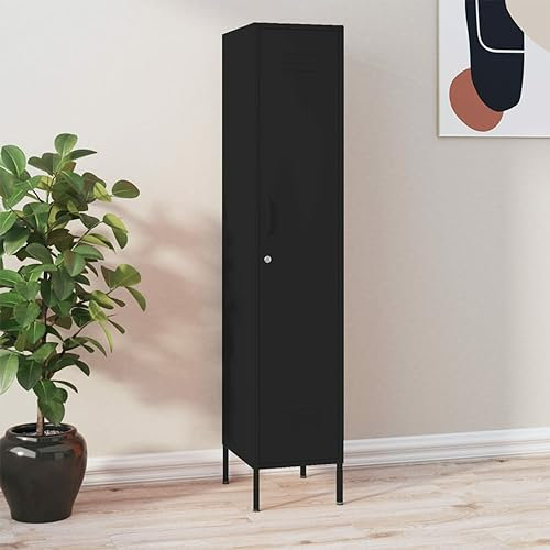 ARKEM Schließfachschrank Schwarz 35x46x180 cm Stahl SchließFachschrank Spind Organizer Garagenschrank Spind Schrank
