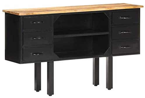 HETFTJN Sideboard, Eckschrank Besenschrank Aufbewahrungsschrank Wäscheschrank Geeignet für Office Dorm Flur Wohnzimmer 110x30x65 cm Raues Mango-Massivholz und Stahl