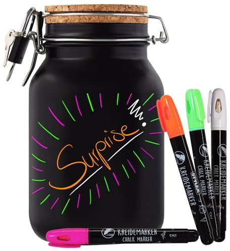 Spardose Selber Beschriften Neon bunt Geld Geschenk Idee Schwarz XL