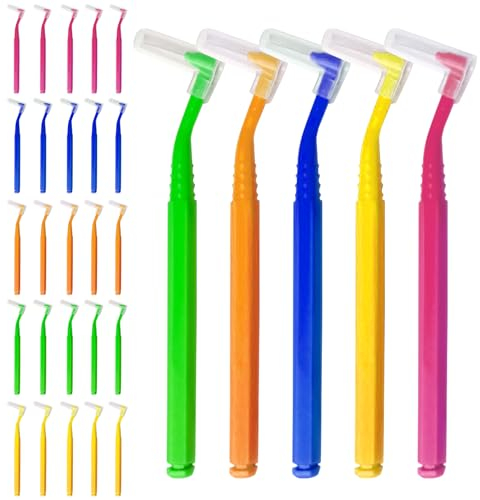 SKHAOVS 25 spazzolini interdentali, spazzole dentali tra denti e gengive, spazzola per spazi vuoti con manico antiscivolo, ortodontico universale per cura dei denti e pulizia interspaziale