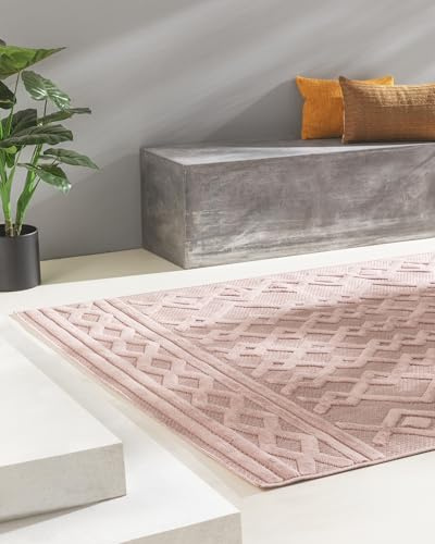 benuta Nest Teppich Bonte - Rosa 160x230 cm - Kunstfaser - Outdoor geeignet - Rechteckig - Pflegeleicht für Esszimmer Küche Outdoor/Terrasse