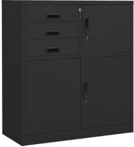 THOYTOUI Büroschrank, Schließfachschrank Vorratsschrank Stahlschrank Werkzeugschrank Geeignet für Lagerhaus Supermärkte Garagen Büro Anthrazit 90x40x102 cm Stahl