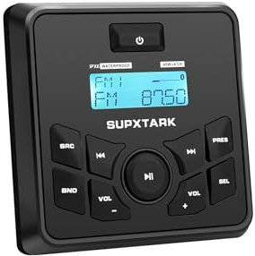 Radio estéreo marina 4 x 45 W, montaje de calibre WB/AM/FM sintonizador Bluetooth receptor para barco, UTV, carrito de golf