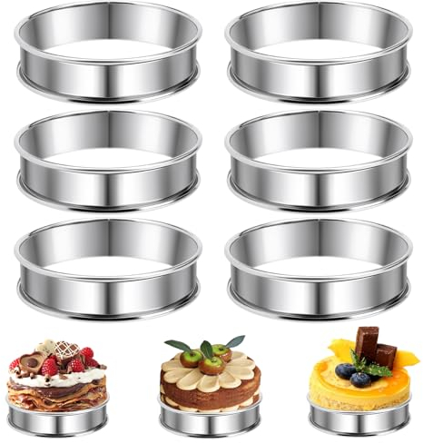 6 PCS 10,5 × 2,5 cm Cercle à Tarte Rond en Inox à Bord Roulé,Cercle a Patisserie,Cercle Tartelette,Anneaux à Gâteau,Anneaux Crumpet pour Muffins,Crêpes et Gâteaux,Antiadhésif Cercle Patisserie