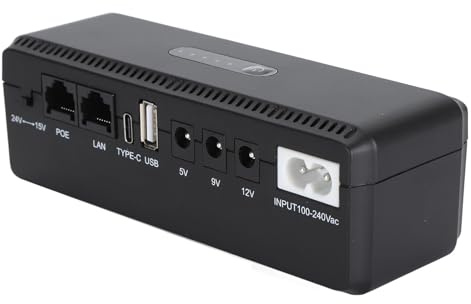 Respaldo de Batería UPS de 8800 MAh, Salida Multipuerto Tamaño Compacto para Enrutadores Módems Cámaras de Seguridad, Puerto USB 15 V 24 V Salida 5 V 9 V 12 V Fuente de (Enchufe
