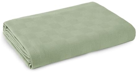 Morbidissimi Copriletto Leggero Happy in Piquet di Puro Cotone, Tinta Unita, Ideale per Primavera e Estate, Copri Letto Pratico Confortevole e Traspirante Singolo 170x260 cm Salvia
