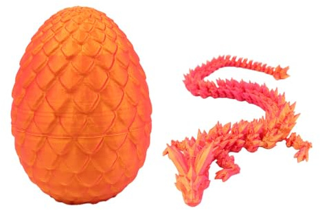 Namvo 3D Printed Dragon Eggs With Fully Articulated Crystal Dragon, Multi-Jointed And Moveable, Great For Home And Office Decoration Or As Centerpiece