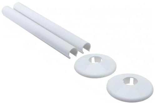 JYTDBCS Pack of 2 Pipes Radiator Pipe Covers Sleeve 15 mm Collar Cut Fit Bathroom Chrome Modern Aesthetics Easy to Clean Home Decoration Home Decor，Radiator Pipe Covers,Pipe Cover White Collar(White)