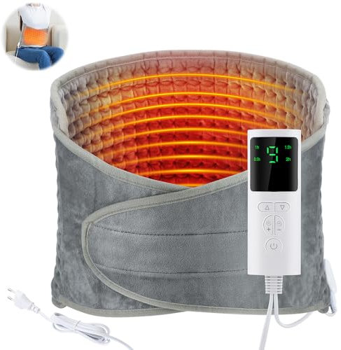 LYPPUL Elektrische Heizkissen, Heizkissen Rücken Wärmekissen mit Abschaltautomatik, Wärmegürtel 9 Temperaturstufen 4 Timing-Einstellung Heizkissens für Rücken Nacken Schulter Bauch(30 * 125cm)
