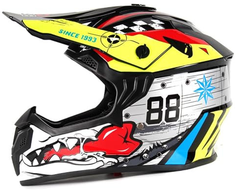 Motocross Helm Kinder, ECE 22.06 Zertifizierung, Downhill Motorradhelm Kind, Jugend Fullface Helm MTB, Für Motorrad Crossbike Off Road Enduro Sport Motorrad Fahrrad Helm