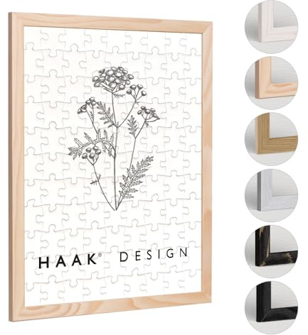 Haak Puzzlerahmen Amari Fichte Natur 48 X 64 cm (ca. 1000 Teile) ANTIREFLEX/Entspiegelt Bilderrahmen Rahmen für Puzzle