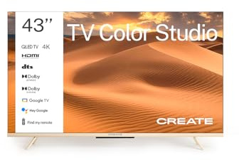 CREATE / TV Color Studio/Televisor Smart TV QLED 4K 43 Arena/Pantalla antirreflejos, Acabado Mate, Control por Voz, Sensor de iluminación, Dolby Atmos, Low Blue Light & Flicker Free, HDMI TM