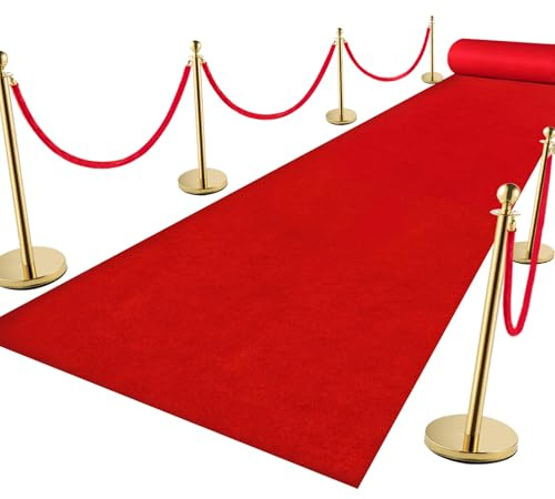 VOK Red Aisle Runner Carpet Rugs for Wedding Accessories, Premium 160 GSM Felt Non-Woven Fabric Runway Rug for Step, Ceremony Parties and Events Indoor or Outdoor Decoration (Red, 3X15 ft)