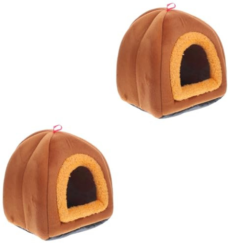 Nest für Kleintiere Kleines Haustiernest, Hasenhaus, Hamsterkäfig, Chinchilla-Betten, Hamsterversteck, Kaninchenhaus, Haustier S(Brownx2pcs)