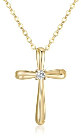 GAVU Kreuzkette Konfirmationskette Firmungskette mit Zirkonia Kreuz Anhänger aus 925 Sterling Silber für Damen