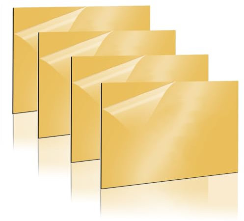 Gohytal Plaque Acrylique pour Gravure Laser - 30 x 20 cm - Lot de 4 Plaques en Plastique ABS, Plaque de Gravure Laser de 1,3 mm Pour Gravure, Peinture,Bricolage,Découpage,Décoration d'intérieur (Doré)