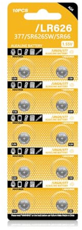 MZRAN Lot de 10 piles bouton LR626 1,5 V alcalines stables pour gadgets et accessoires de rechange AG4/LR66/177/GP77A