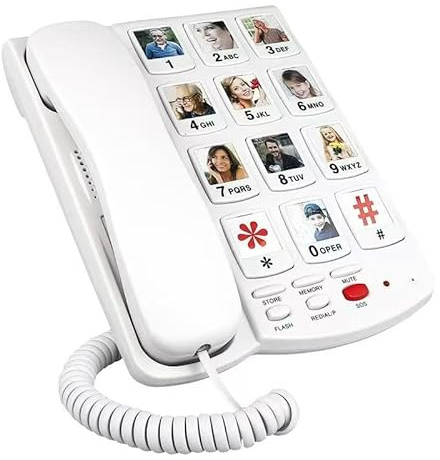 Large Button Phones for Seniors - Big Button Telephone with SOS Emergency Dial, Extra Loud Volume, Hearing Aid Compatible, Easy Operation for Elderly(Pictured_Key)