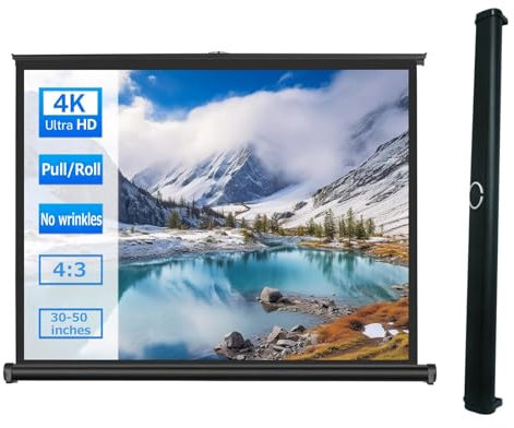 Plegable Portátil Pantalla De Proyección De 50 40 30 20 Pulgadas - Para Proyector Minis/Profesional LED/LCD/DLP - 4:3/16:9 HD 4K 3D Ángulo De Visión: 160°, Para Camping Cine En Casa(4:3 50 inch)