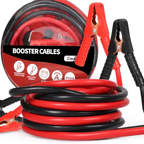 SWAWIS Pinzas Bateria Coche 4m 30mm² 1500A 12 V/24 V Pinzas Coche Cables de Puente para Baterías de Camiones Automóviles y Motocicletas con Bolsa de Almacenamiento