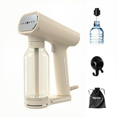 SteamOne Karl XL Vaporizador Portátil Steamer Cream 2000W - 400ml | Vaporizador Portátil Karl XL, 2000W, Depósito 400ml, 2 Modos, Listo en 30s, Gancho con Ventosa Incluido, CREAM400