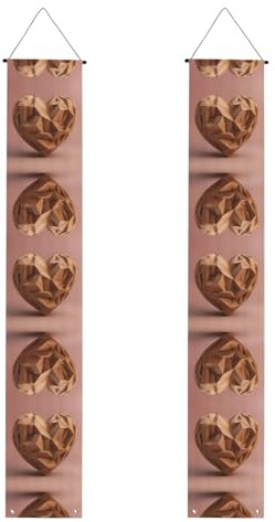 Holz-Banner mit Herz-Druck, Polyester-Banner, für drinnen und draußen, einfach aufzuhängen, wiederverwendbar