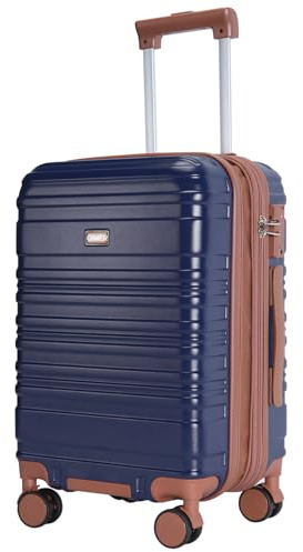 QIMER Carry on Luggage, 20Inch Expandable Luggage Airline Approved Hard Shell PC Suitcases with Wheels 22x14x9 TSA Lock Durable Zipper Lightweight Travel for Men and Women, Dark Blue