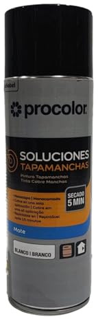 Procolor Pintura quitamanchas spray blanca al agua, grasa, humedades, moho de secado rápido y sin olor 500 Ml.