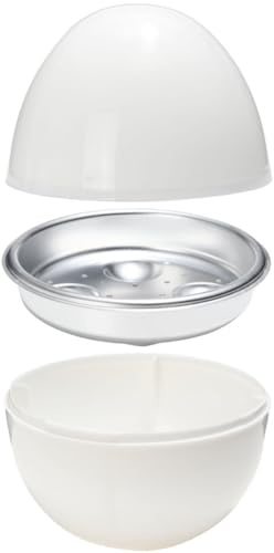 IDEANATEGRATE Cuociuova per Microonde Rotondo Capacità 4 Uova in Pp e Lega di Alluminio Facile da Pulire per Uso Domestico con Funzione Vapore e Protezione da Scottature