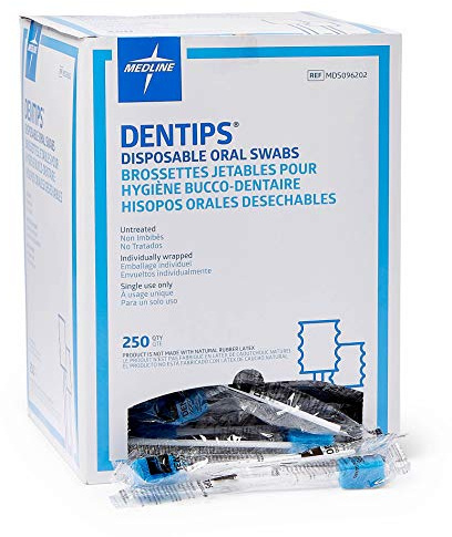 Medline Dentips unbehandelt Oral Care Tupfer, blau, 1er Pack (1 x 250 Stück)