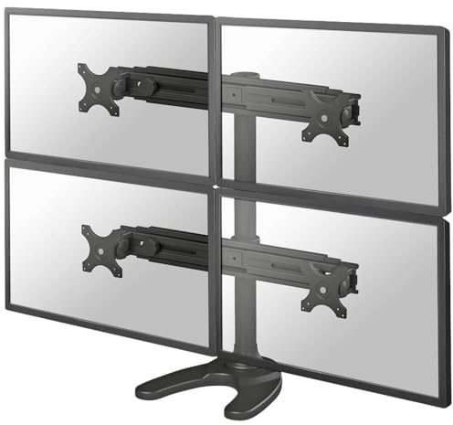 Newstar lut/vrid/rotera dubbelt skrivbord fäste (klämma) för två skärmar på 19–76 cm, Skrivbordsstativ, Four Screens, Svart