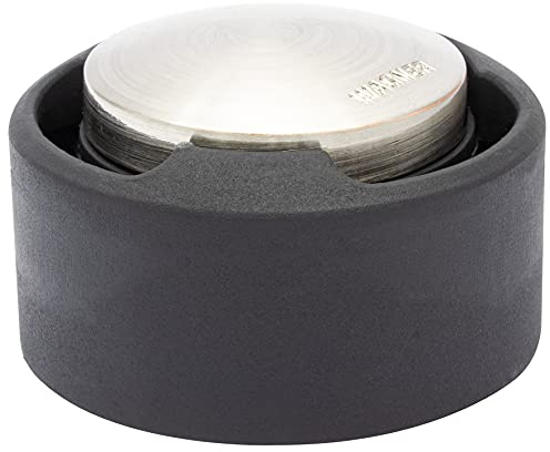 WAGNER Design-Boden-Türstopper SCREW OR GLUE/Schrauben oder Kleben - Durchmesser Ø 51 x 30 mm, Metall gebürstet, Edelstahloptik, thermoplastischer Kautschuk, Designpreis - 15517111