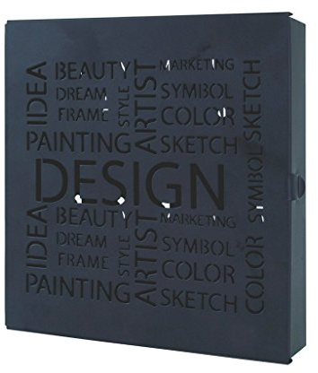 HAKU Möbel Schlüsselkasten schwarz, Metall - Maße: B 22 cm x H 24 cm x T 5 cm, Style: Modern