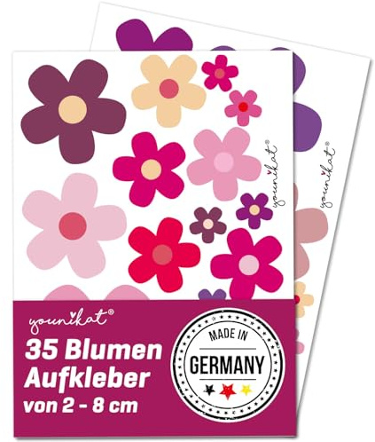younikat Aufkleber-Set Blumen Blümchen lila - wetterfest - kfz242 | vergilbungsfrei, selbstklebender Verschluss, witterungsbeständig, glänzende Oberfläche