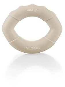 AFH Webshop Silikon Handtrainer und Fingertrainer | EasyFlex Premium Qualität | ergonomischer Fingertrainer Ring | Greifkraft Griffkraft Trainer (Länge: 8 cm, beige | extra-leicht)