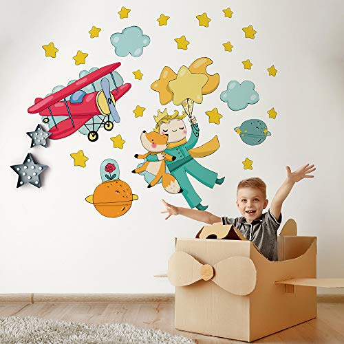 kina Adesivo Murale Bambini Tessuto Ecologico Anallergico Riposizionabile | R00362, Decorazione Parete, Cameretta, Asilo Nido, Effetto Carezza, Misura 40x30 cm