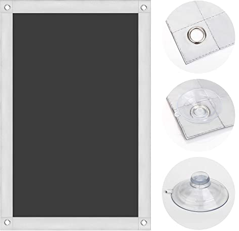 OBdeco Thermo Rollo 100% Verdunkelung Sonnenschutz Verdunkelungsrollo für Velux-Dachfenster Hitzeschutz ohne Bohren mit Saugnäpfen Schwarz 60x93cm für M06/306