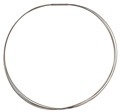 Damen-Halskette Stahlreif Halsreif für Anhänger oder Charms vierreihig siebenreihig zehnreihig mit Bajonett Verschluss aus Edelstahl, Länge (wählbar) 38 – 50 cm
