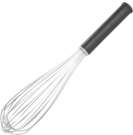 Vogue Heavy Duty Balloon Whisk 14 - Utensil for Blending, Cooking, Baking, Mixing DA044 | Sealed vinyl handle stops liquids from getting trapped inside, providing a comfortable, hygienic grip for thick batters.