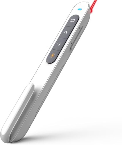 Norwii Télécommande de Présentation pour PowerPoint, Présentateur sans Fil avec Pointeur, Portée 100m pour Enseignants et Conférenciers, Compatible macOS (Rouge - AAA - USB-A) (W)