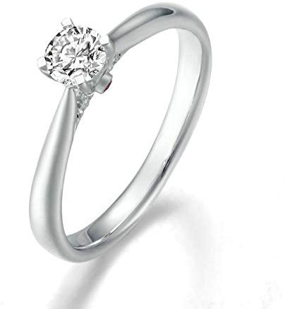 AMDXD Echte Gold Schmuck, Verlobungsringe 18 Karat 750 Weißgold mit Solitär Rund Diamant 0.3ct, Goldringe Diamantring Geschenk für Hochzeit Jahrestag, Anti-Allergie, Weiß Gold Gr.62 (19.7)