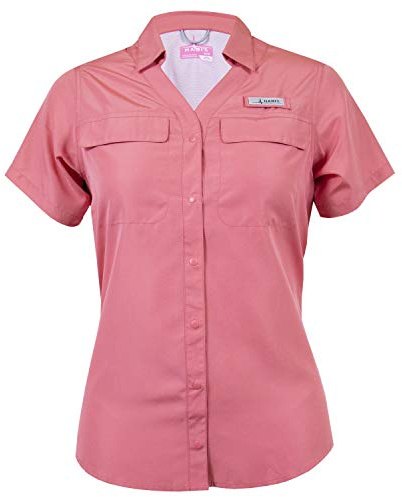 Habit Women's Short Sleeve Fishing Guide Shirt, Tea Rose, Large