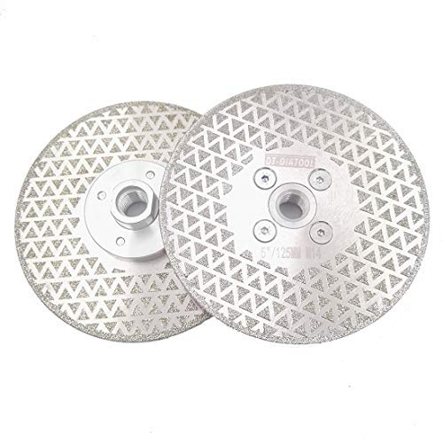 DT-DIATOOL Disco Diamante de Corte y Rectificado 2 Piezas 125 mm x M14 Electrochapado de Doble Cara para Piedra Mármol Baldosa Granito