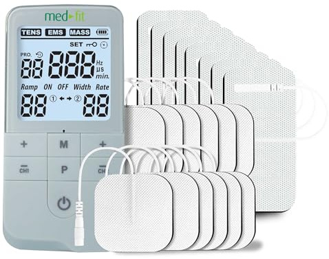 Med-Fit Premier Rechargeable Dual Channel EMS Machine (Muscle Stimulator): 12 Preset Clinically Approved Programmes | Complete Manual Adjustments for Customised Settings