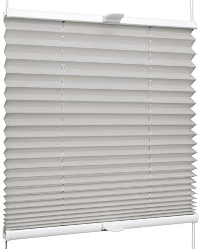 SchattenFreude Klemmfix-Plissee für Fenster | Mit Klemm-Haltern | Ohne Bohren | Grau, Breite: 65cm x Höhe: 130cm