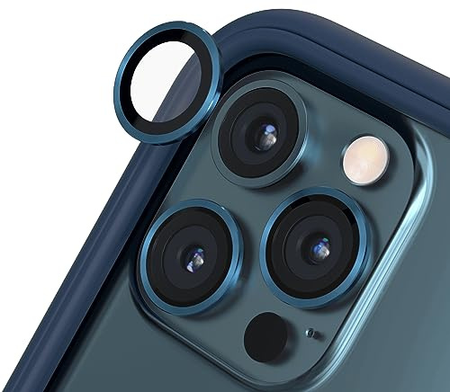 RHINOSHIELD [Pack de 3] protection pour objectifs photo compatible avec [iPhone 12 Pro Max] | Verre trempé 9H résistant aux rayures avec une fine bordure en aluminium anodisé - Bleu