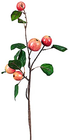 MCDSAJ Künstlicher Apfelbaumzweig, 45,7 cm, künstliche Apfelbäume, Früchte, Baumstiel mit Blättern für Weihnachten, Zuhause, Party, Garten