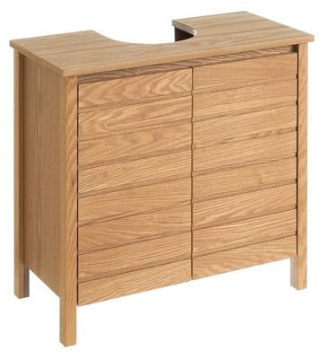 Mueble bajo Lavabo Chapado con Madera de Fresno Natural de 60x30x60 cm