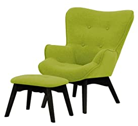 Nordville Bloomy Sessel Mini Für Kinder Mit Fußhocker- Ohrensessel mit Hocker in Landhaus-Stil | Der perfekte Polstersessel für entspannte, Lange Fernseh- und Leseabende (Black, Baku7)