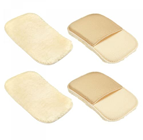 sourcing map Chaussures Polissage Gants 4 Coffret Nettoyage Brillant Tissu pour Cuir Bottines Jaune